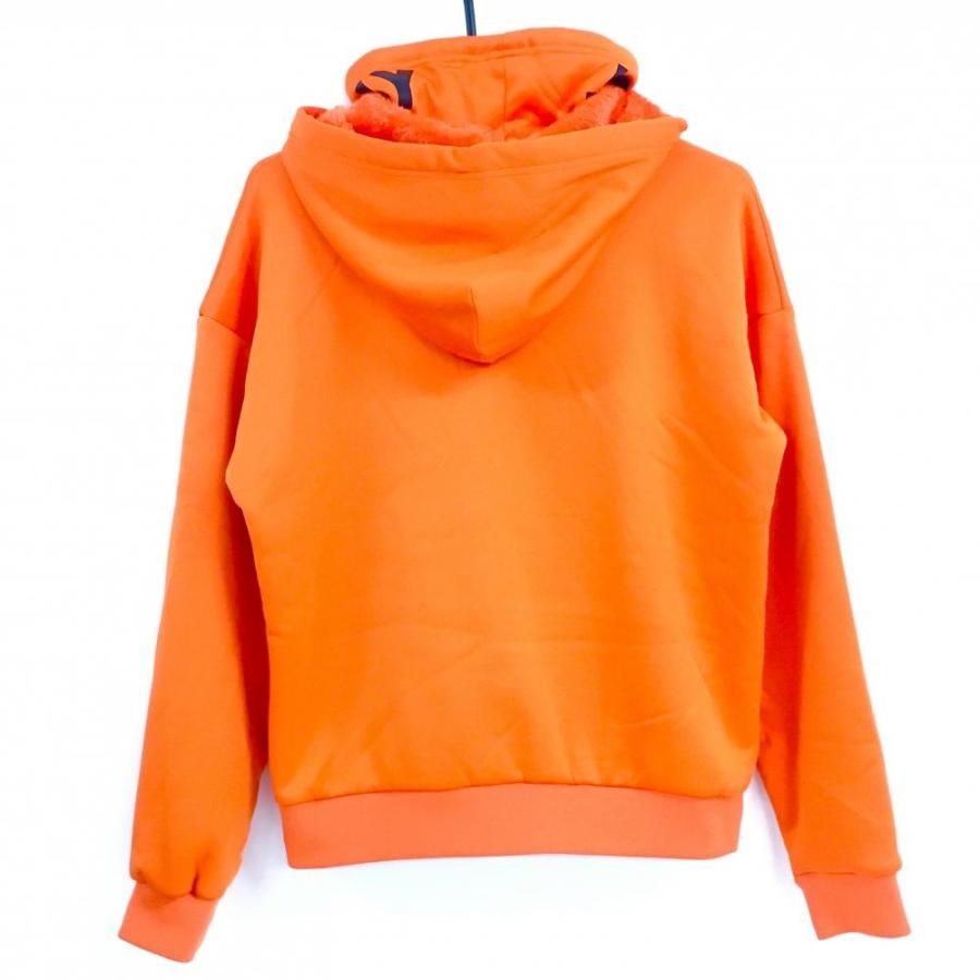 ジャックバニー パーカー オレンジ×黒 裏起毛 ハイネック レディース 0