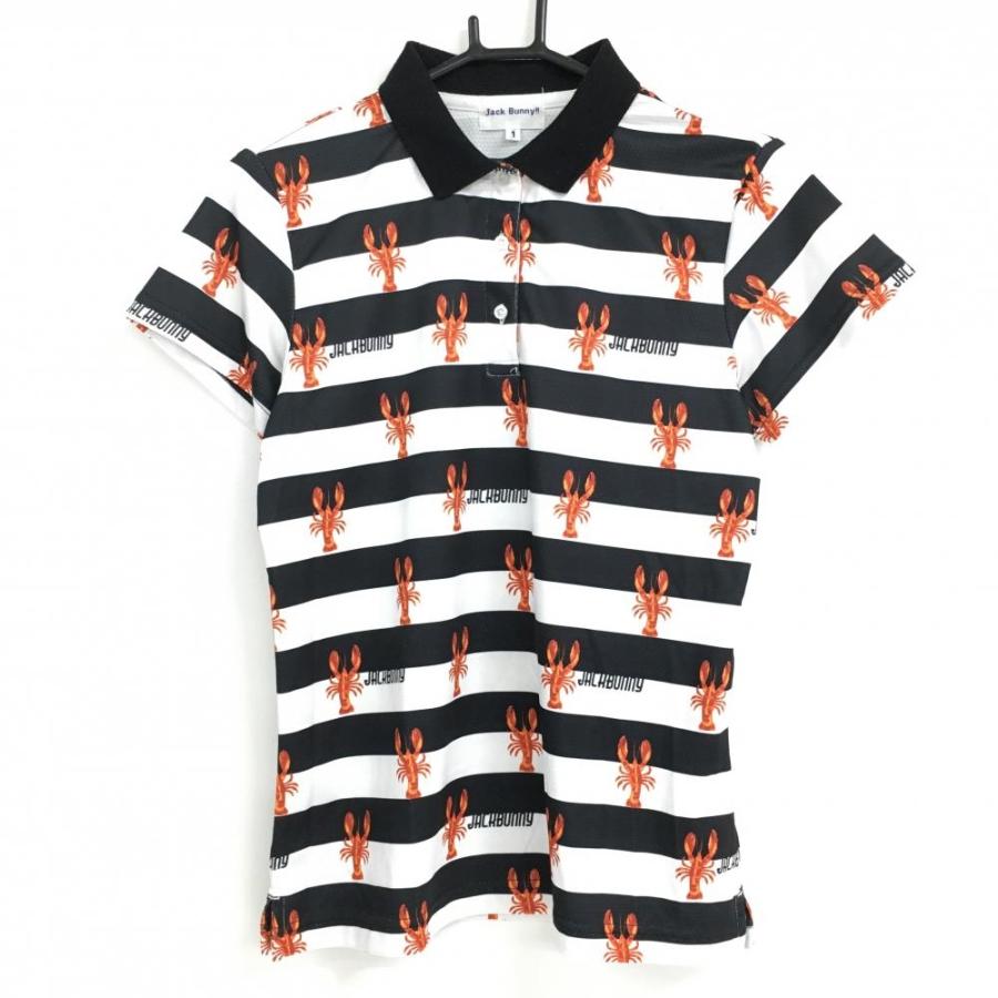 Jack Bunny!!（ジャックバニー） 半袖ポロシャツ 白×黒 ボーダー