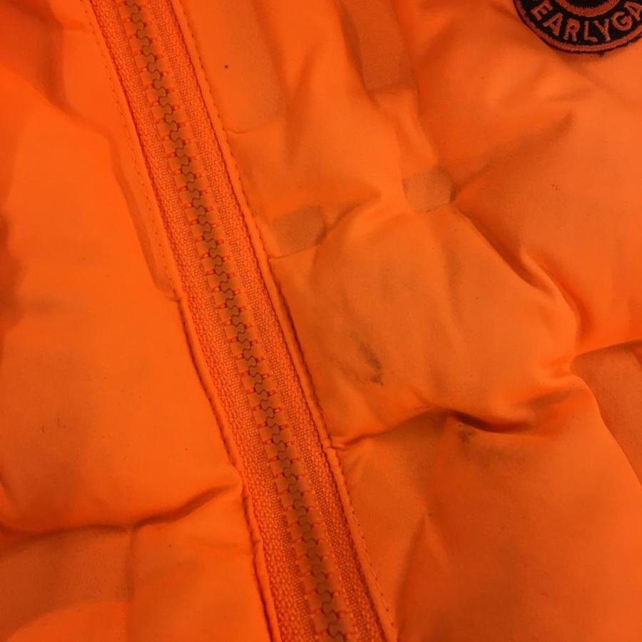 パーリーゲイツ 2WAYダウンベスト 蛍光オレンジ ロゴ型押し フード着脱