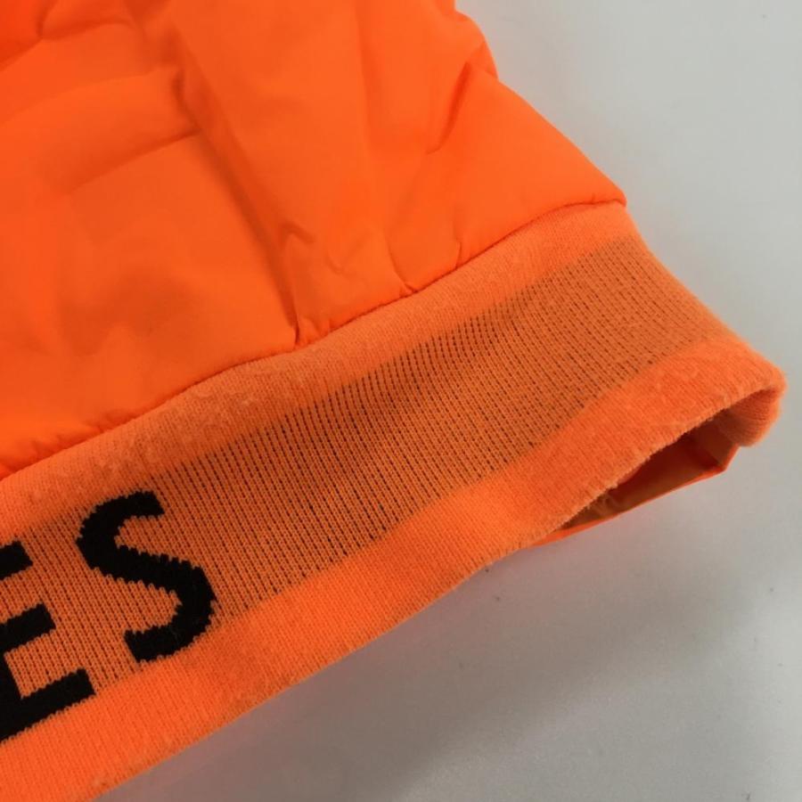 パーリーゲイツ 2WAYダウンベスト 蛍光オレンジ ロゴ型押し フード着脱