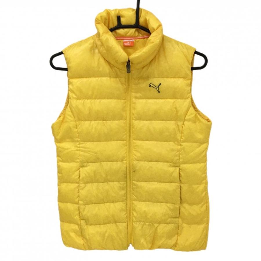 PUMA（プーマ） ダウンベスト イエロー ロゴ刺しゅう レディース M