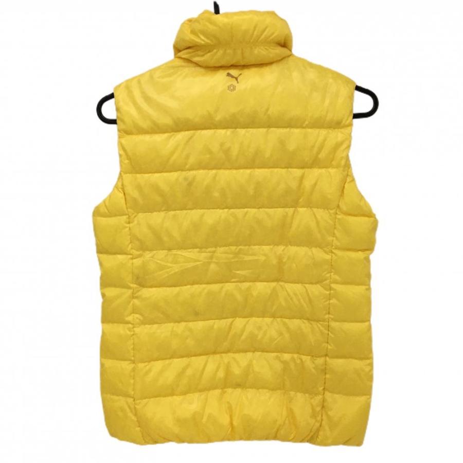PUMA（プーマ） ダウンベスト イエロー ロゴ刺しゅう レディース M