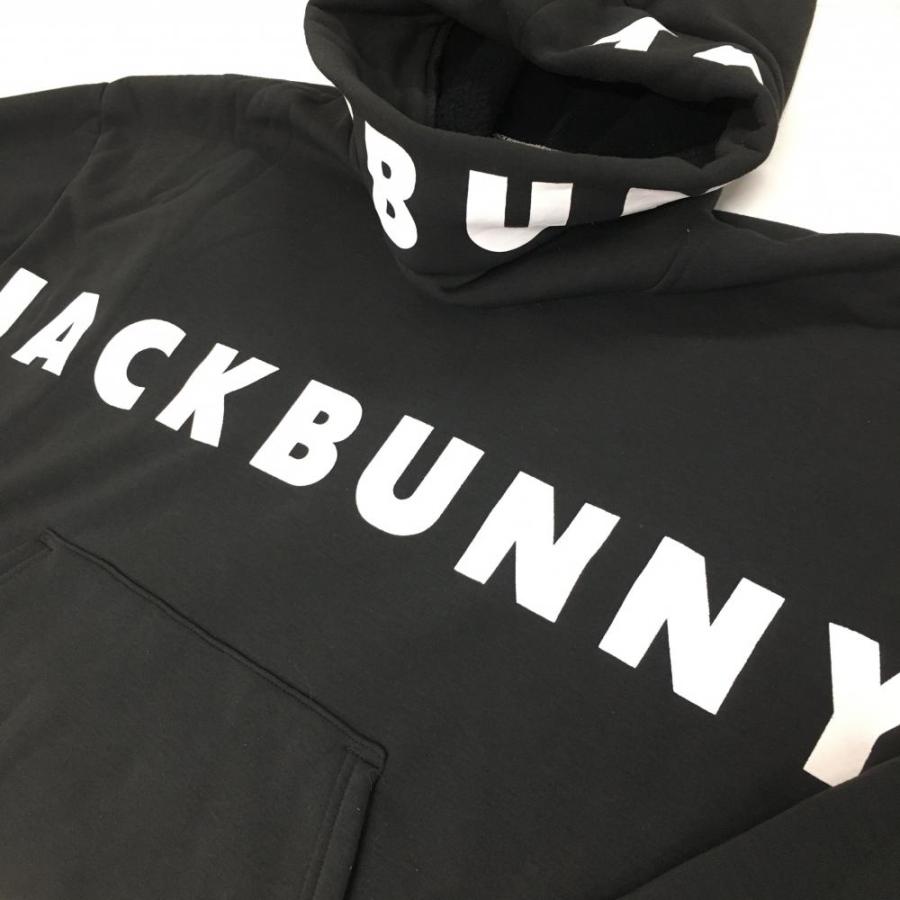 ジャックバニー パーカー 黒系×白 裏起毛 ビッグロゴ メンズ 5(L
