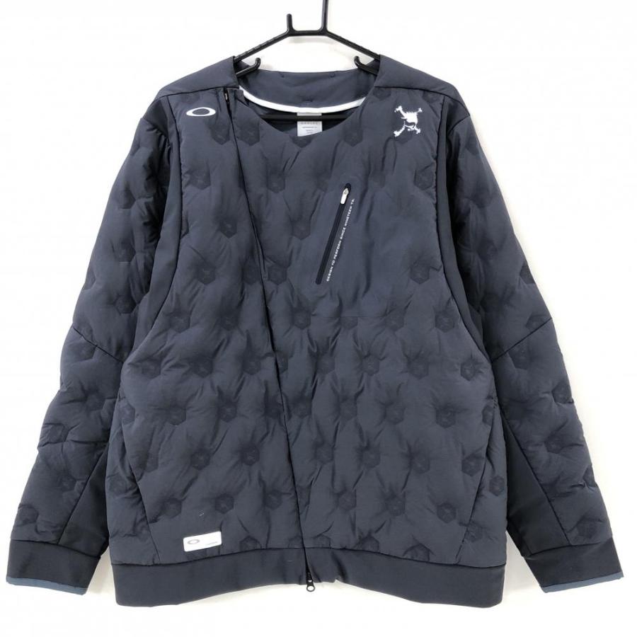 オークリー ダウンジャケット グレー 凹凸生地 ロゴ地模様 撥水 メンズ