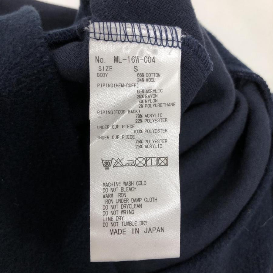 マークアンドロナ 異素材パーカー ネイビー×白 身頃・袖口起毛素材