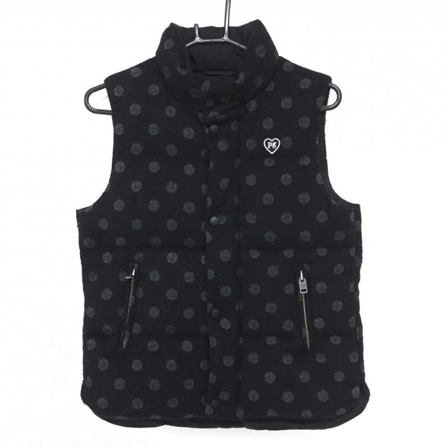 パーリーゲイツ ダウンベスト 黒×グレー レディース 1(M) ゴルフウェア