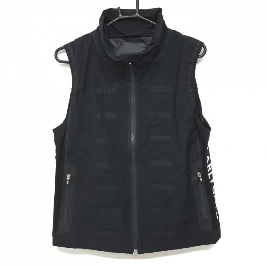 美品】パーリーゲイツ エアーダウンベスト 黒 サイドロゴ レディース 1