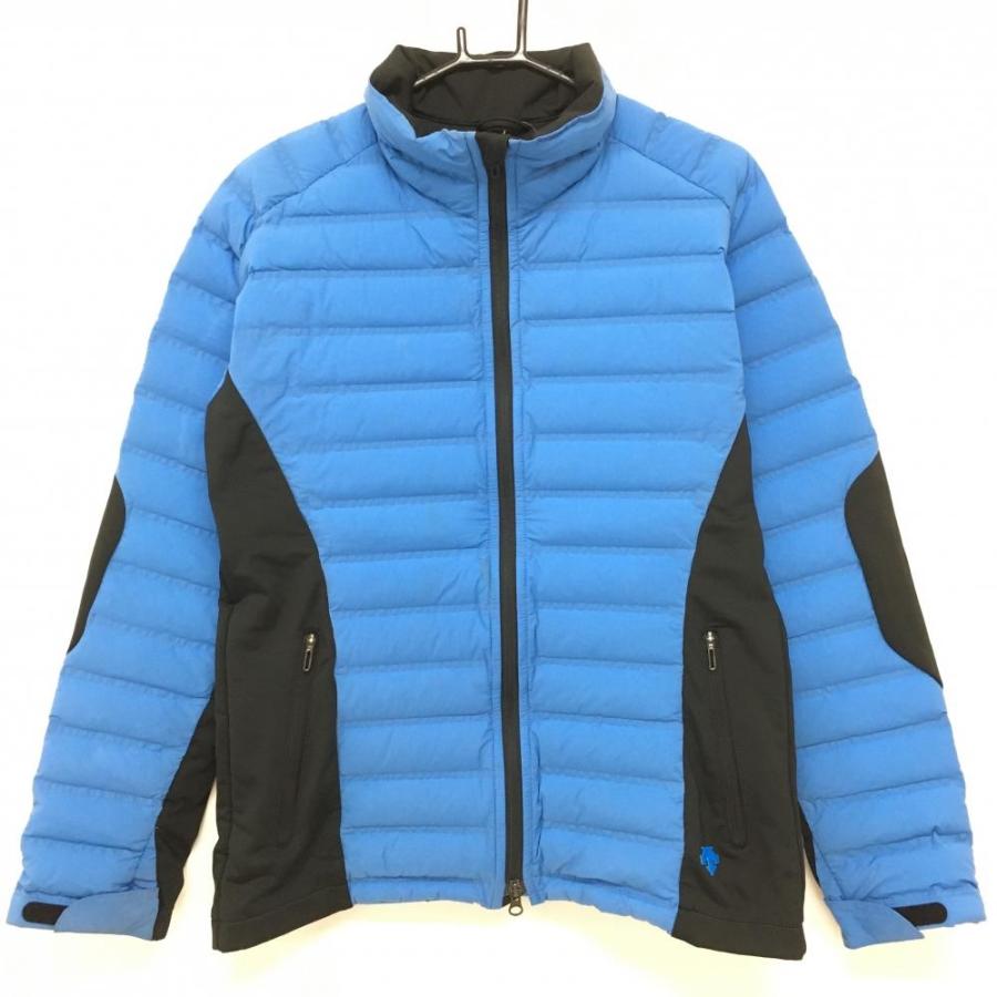 デサントゴルフ ダウンジャケット ブルー×黒 裾ロゴ ダウン90