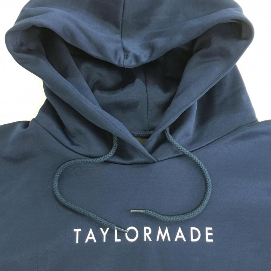 テーラーメイド パーカー ネイビー×白 ロゴプリント 裏起毛 トレーナー