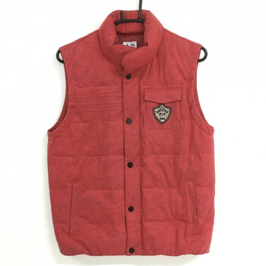 アディダス 中綿ベスト レッド 胸ポケット 3ライン メンズ M/M ゴルフ