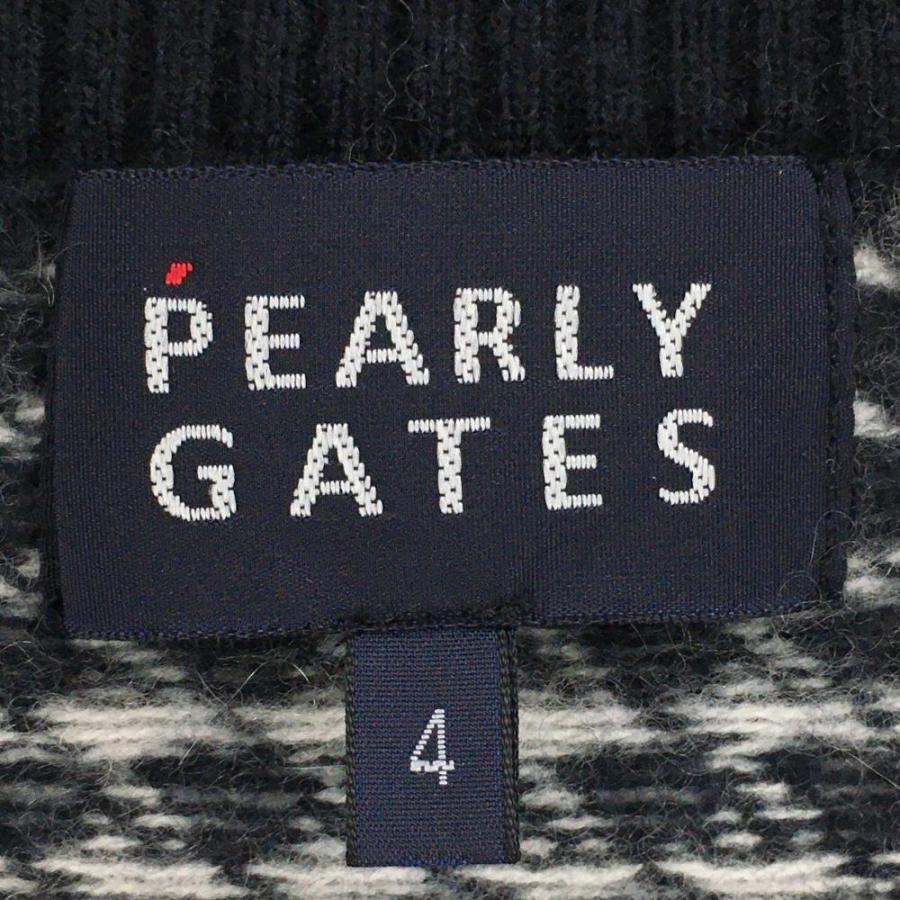 美品】パーリーゲイツ セーター 白×ネイビー 千鳥格子 カシミヤ混