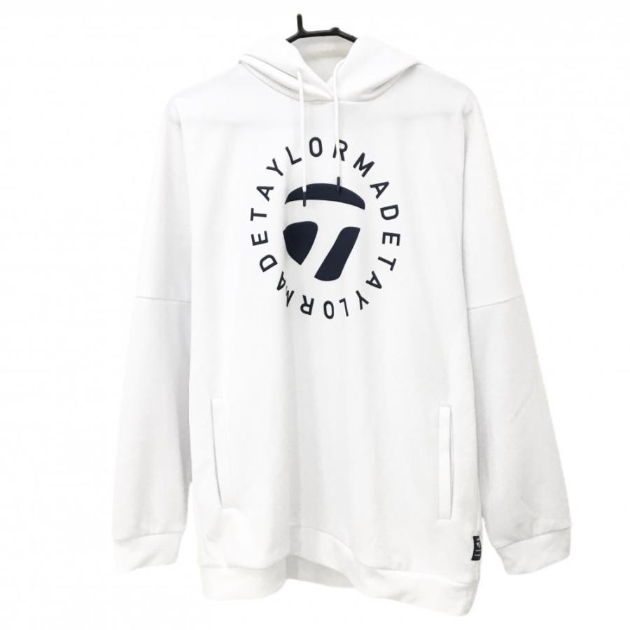 美品】テーラーメイド パーカー 白×ネイビー ビッグロゴ メンズ XO