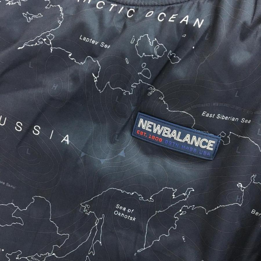 美品】ニューバランスゴルフ 2WAY中綿スニード ネイビー×白 世界地図柄