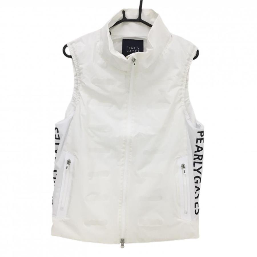 PEARLY GATES（パーリーゲイツ） エアーダウンベスト 白×黒 サイドロゴ