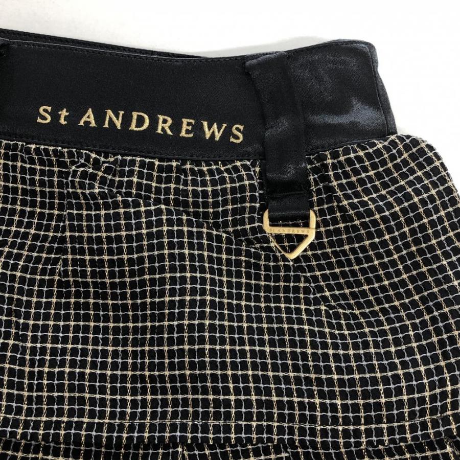 St ANDREWS セントアンドリュース スカート 黒×ゴールド チェック 3段