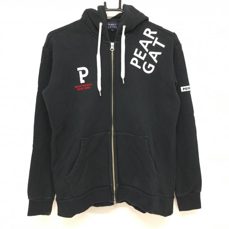 PEARLY GATES（パーリーゲイツ） ジップパーカー 黒×白 肩ロゴ