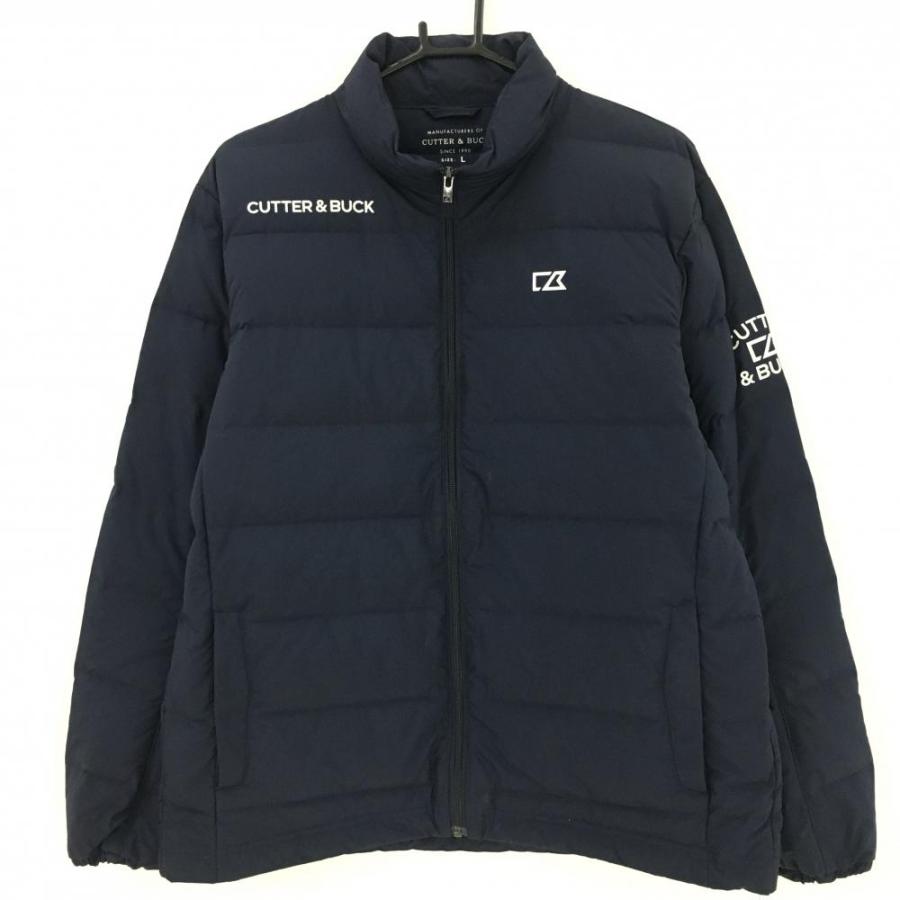 カッターアンドバック ダウンジャケット ネイビー×白 軽量 ロゴ