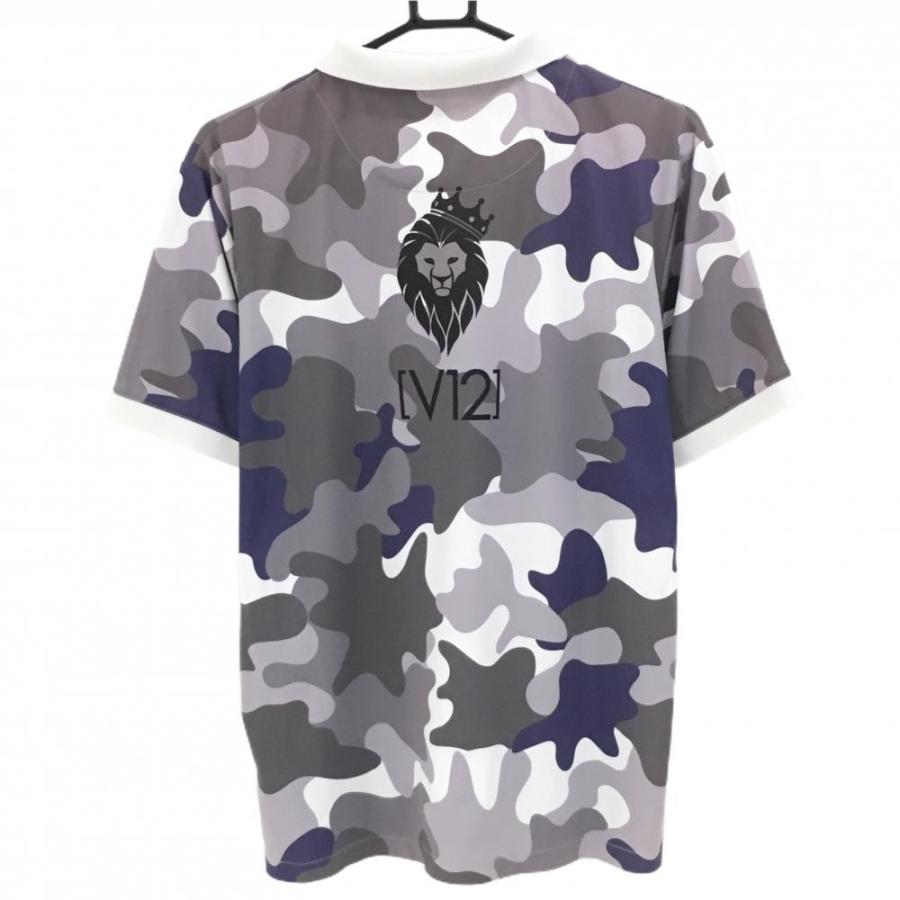 ヴィトゥエルヴ 半袖ポロシャツ グレー×ネイビー カモフラ 迷彩 メンズ