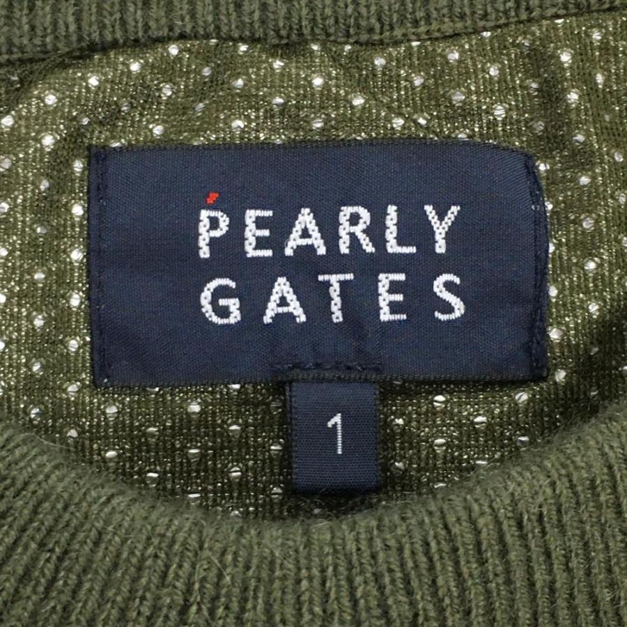 美品】パーリーゲイツ 裏地付きセーター カーキ×白 カシミヤ ニット