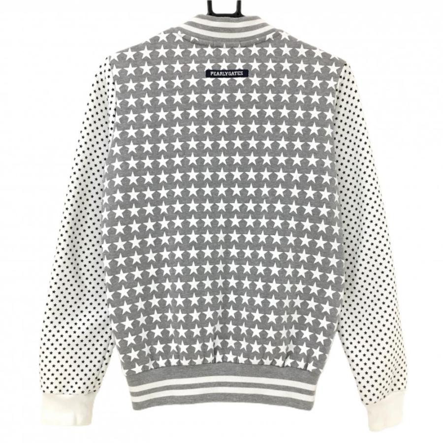 美品】パーリーゲイツ ブルゾン グレー×白 星柄 裏起毛 レディース 0(S