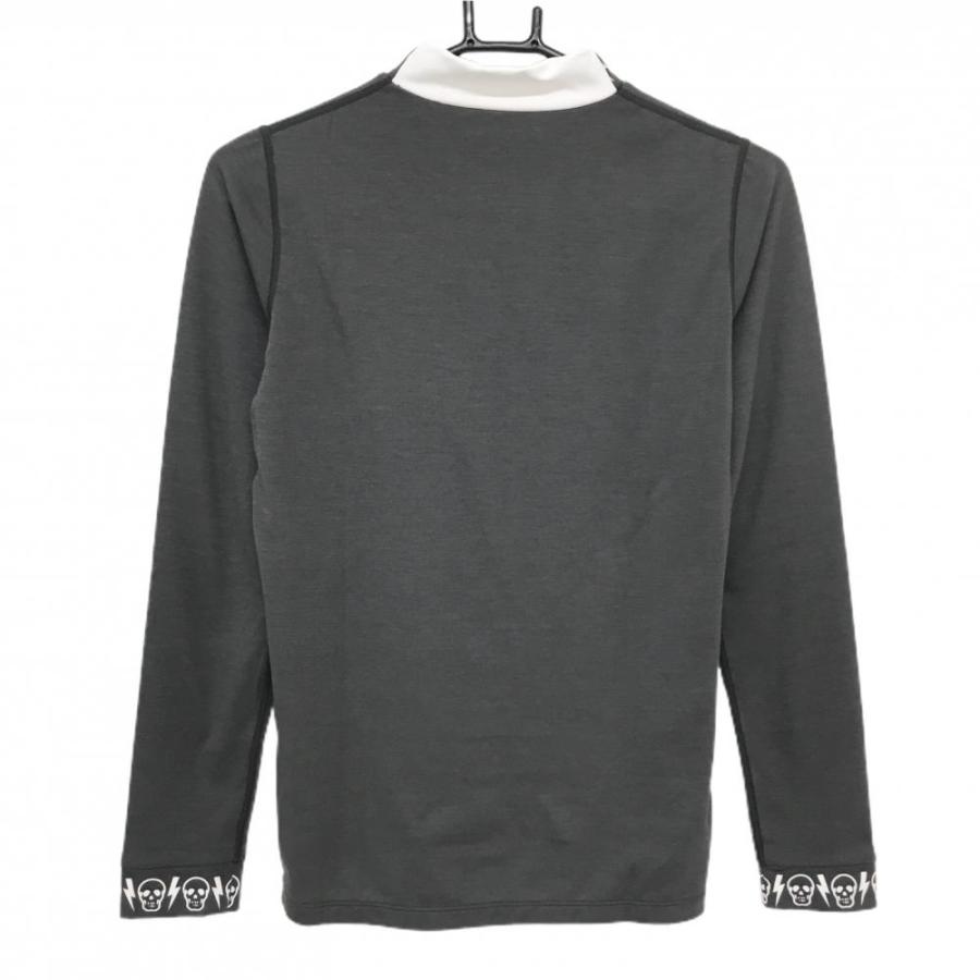 超美品】マークアンドロナ 長袖ハイネックシャツ グレー×白 ネック袖口