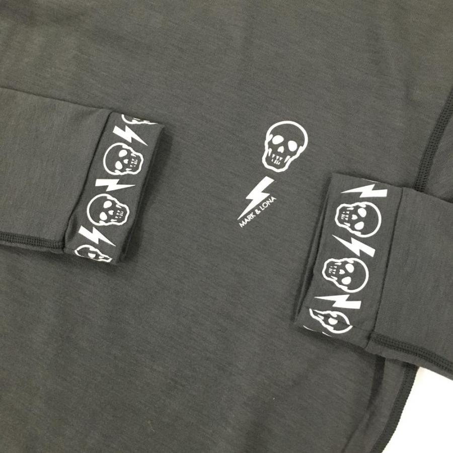 超美品】マークアンドロナ 長袖ハイネックシャツ グレー×白 ネック袖口