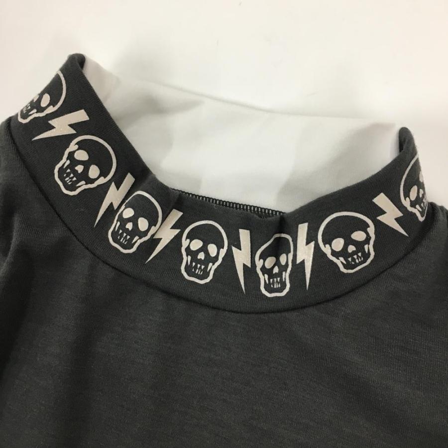 超美品】マークアンドロナ 長袖ハイネックシャツ グレー×白 ネック袖口