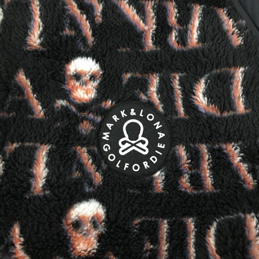 新品】マークアンドロナ ボアブルゾン 黒×レッド ロゴ・スカル総柄 一