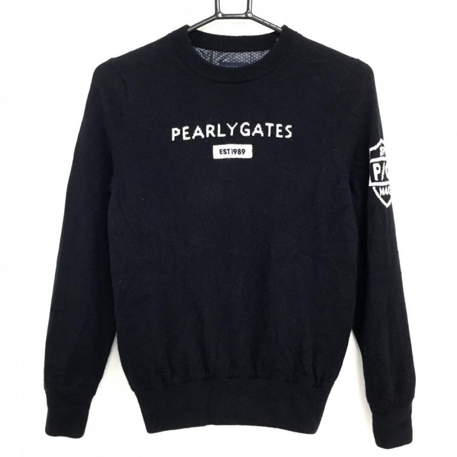 美品】パーリーゲイツ セーター 黒×白 カシミヤ100% 裏地付 レディース