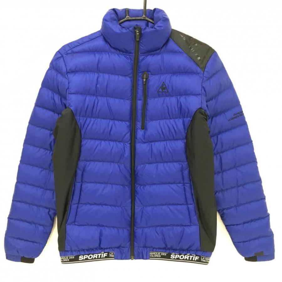 ルコック ダウンジャケット ブルー×黒 サイド・袖下ストレッチ 軽量