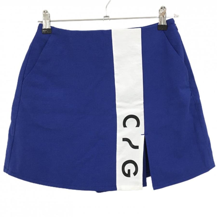 超美品】シーピージーゴルフ キュロットスカート ブルー×白 麻混