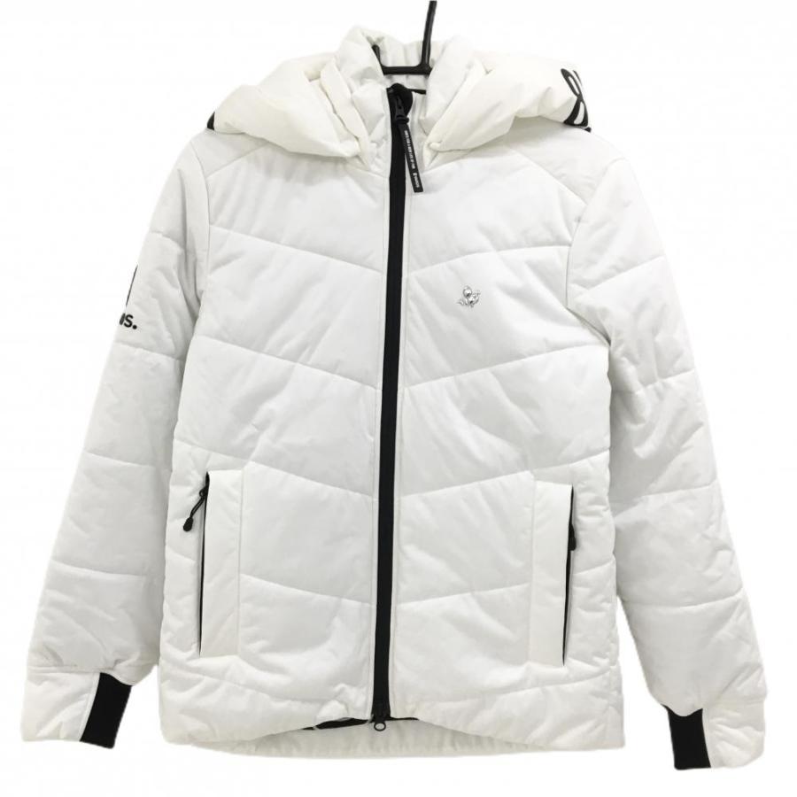 超美品】ハチヤーズ 2WAY中綿ジャケット 白×黒 ラバーロゴ フード着脱