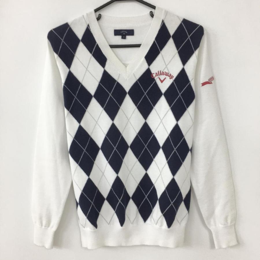 Callaway（キャロウェイ） セーター 白×ネイビー 前アーガイル柄