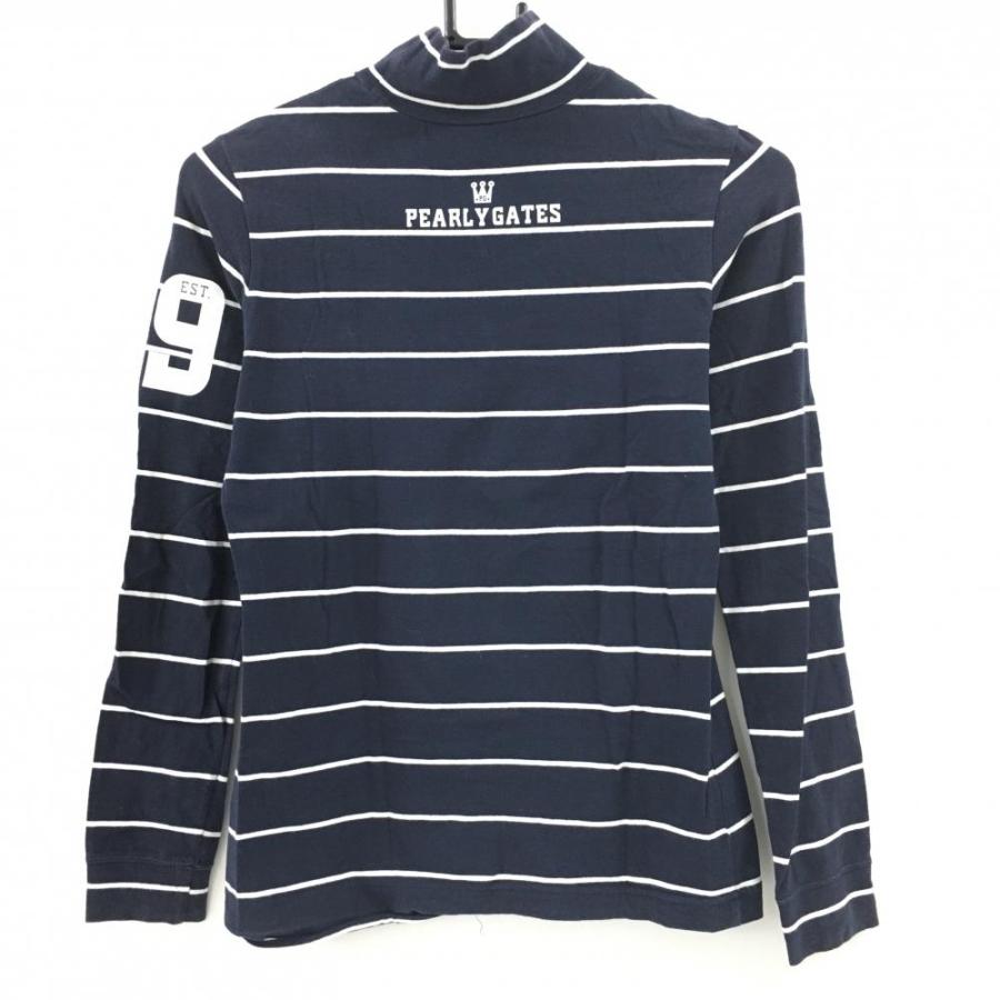 PEARLY GATES（パーリーゲイツ） 長袖ハイネックシャツ ネイビー×白