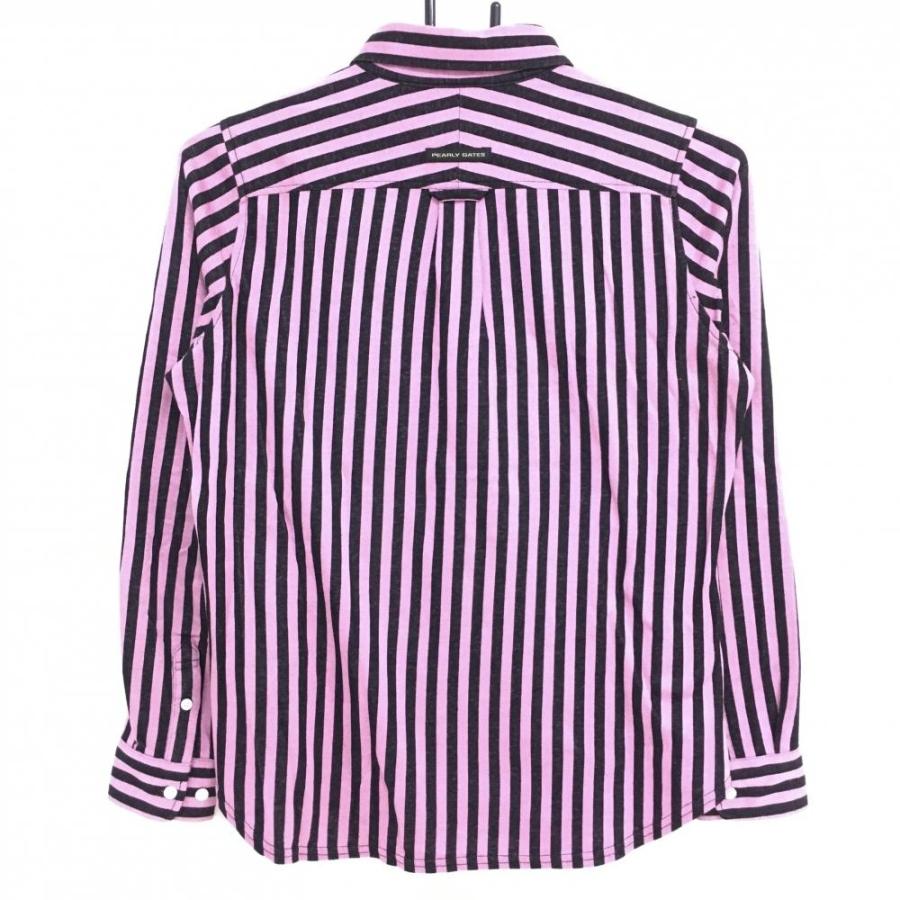 PEARLY GATES（パーリーゲイツ） 長袖シャツ ピンク×黒 ストライプ