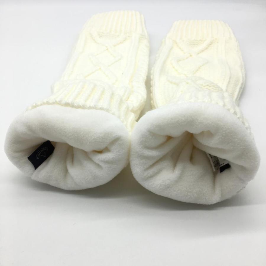 Callaway（キャロウェイ） ニットレッグウォーマー 白 ケーブル編み