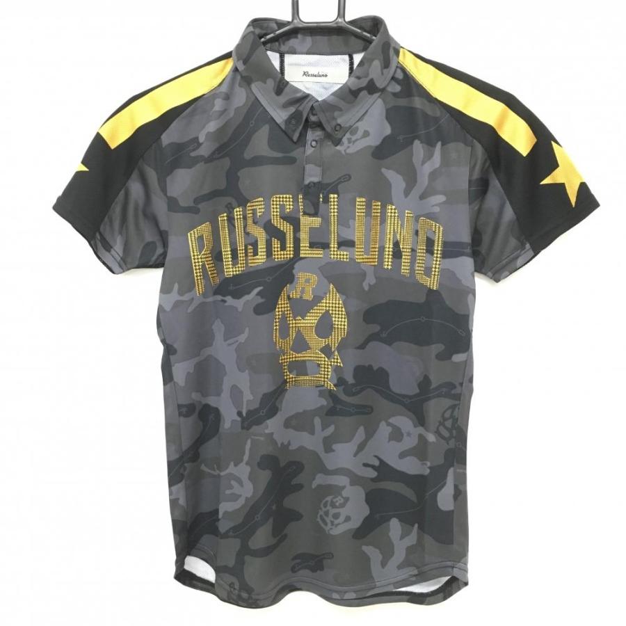 Russeluno（ラッセルノ） 半袖ポロシャツ グレー×黒 カモフラ 迷彩