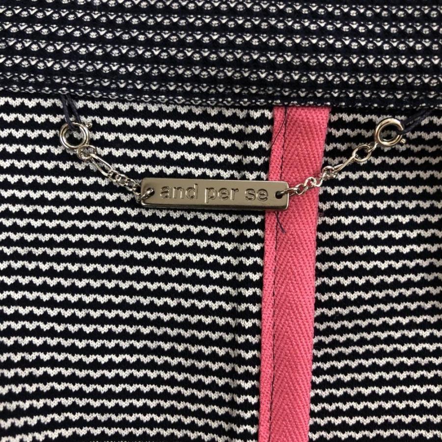 and per se（アンパスィ） テーラージャケット ネイビー×白 織生地