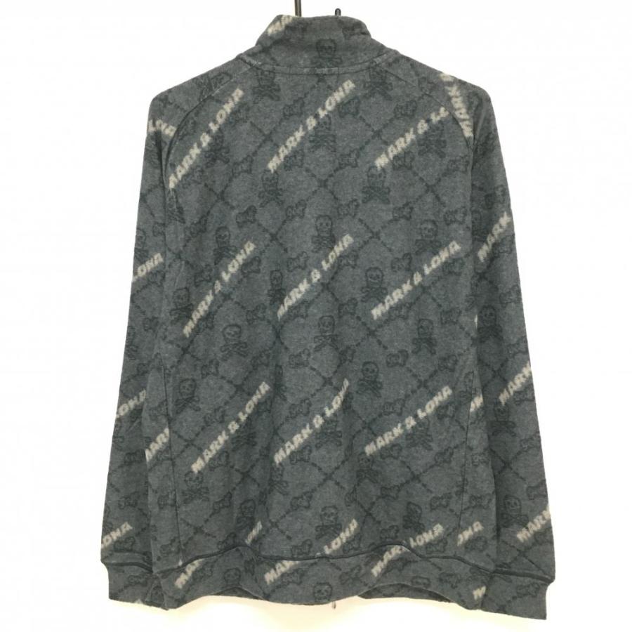 新品】マークアンドロナ ニットジャケット ネイビー系 スカル総柄 表