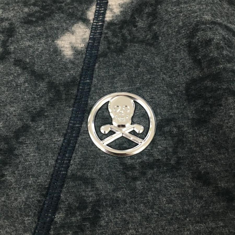 新品】マークアンドロナ ニットジャケット ネイビー系 スカル総柄 表