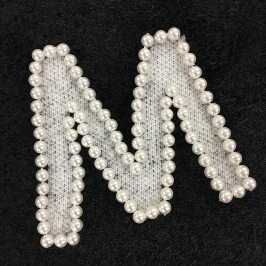 新品】マークアンドロナ セーター 黒×白 ニット パール調ロゴ 裏地付