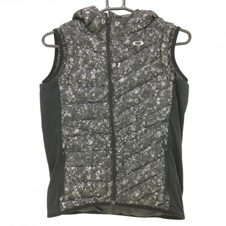 OAKLEY（オークリー） フード付きダウンベスト グレー×黒 総柄