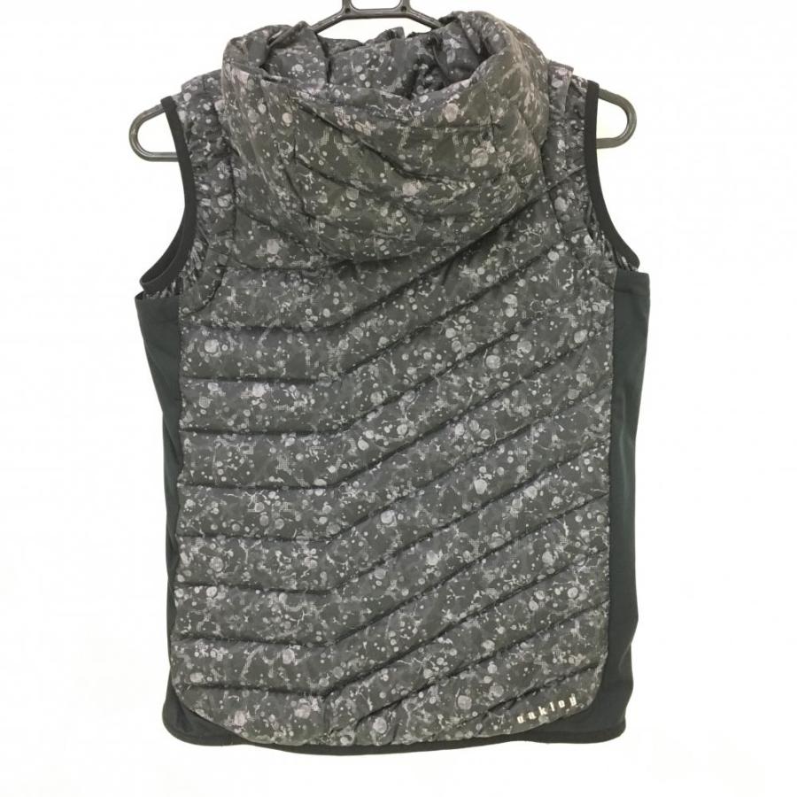 OAKLEY（オークリー） フード付きダウンベスト グレー×黒 総柄