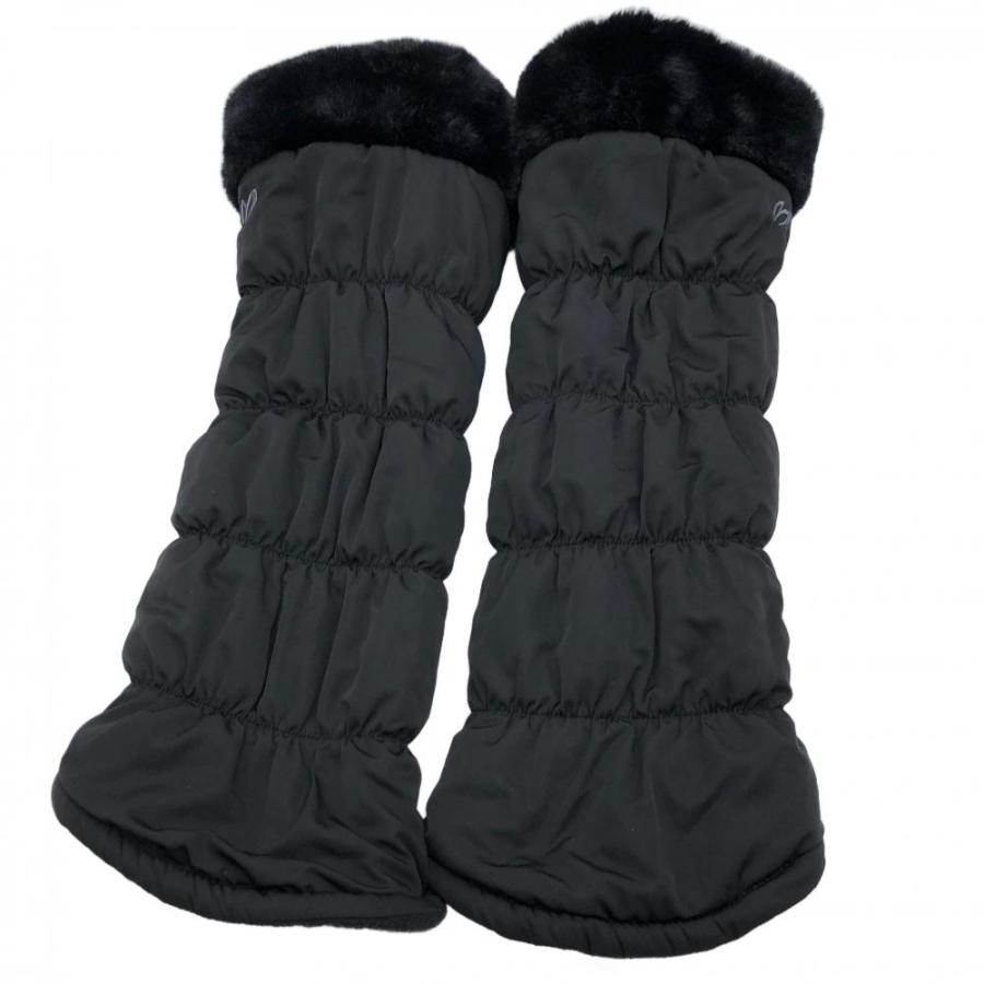 美品】マスターバニー レッグウォーマー 黒 一部ファー 裏フリース