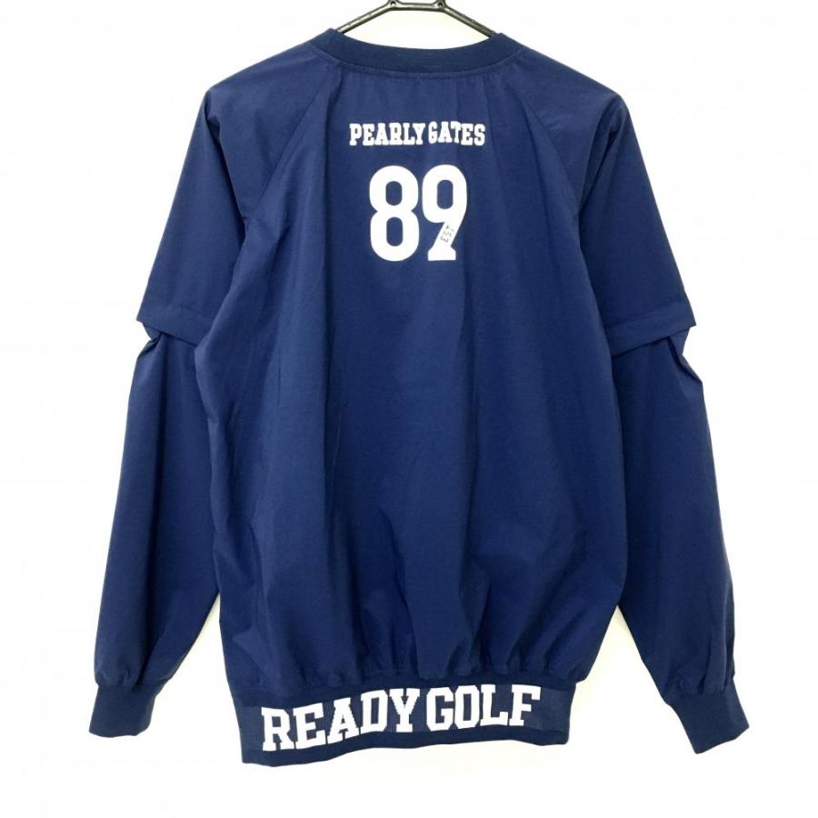 超美品】パーリーゲイツ 2WAYスニード ネイビー フロッキーロゴ白 袖