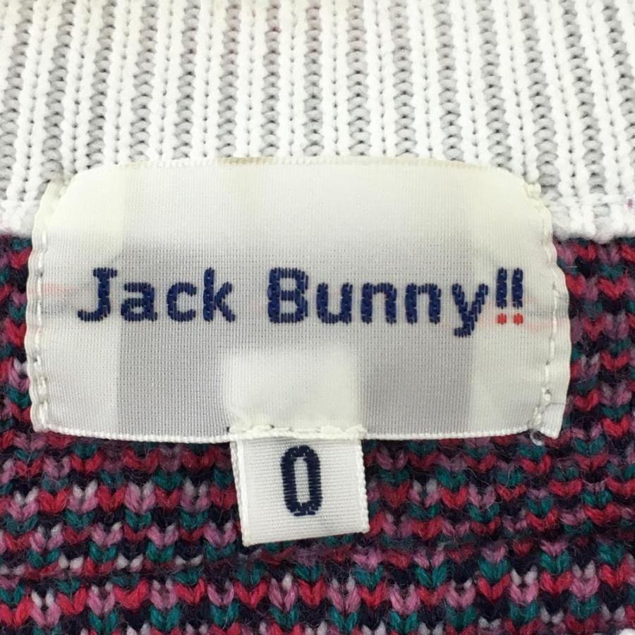 Jack Bunny!!（ジャックバニー） セーター 白×マルチ ロゴ総柄 ニット