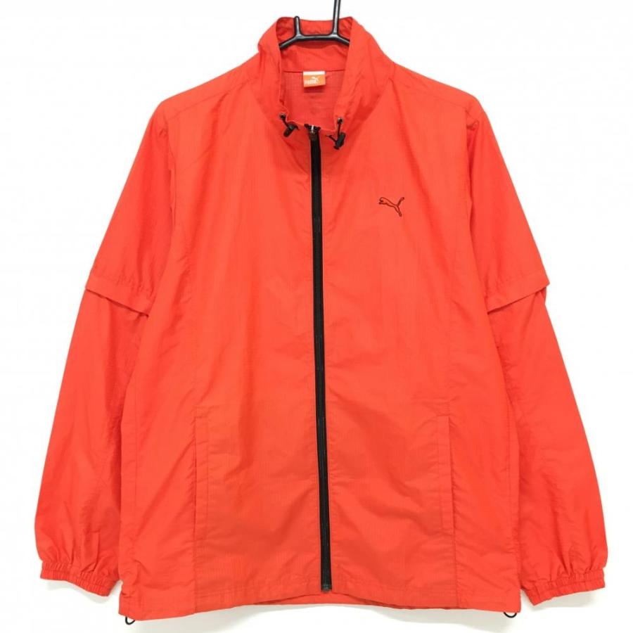 PUMA（プーマ） 2WAYジャケットオレンジ×黒 チェック柄 総柄 袖着脱可