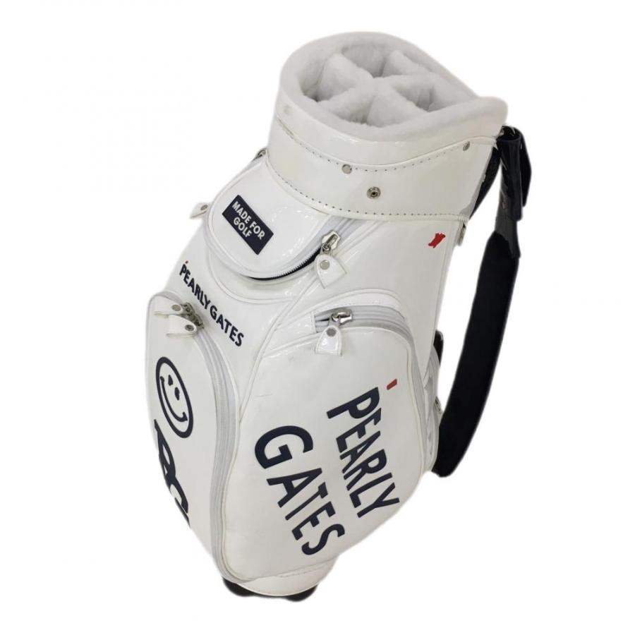 美品】パーリーゲイツ キャディバッグ 白×ネイビー PGニコちゃん