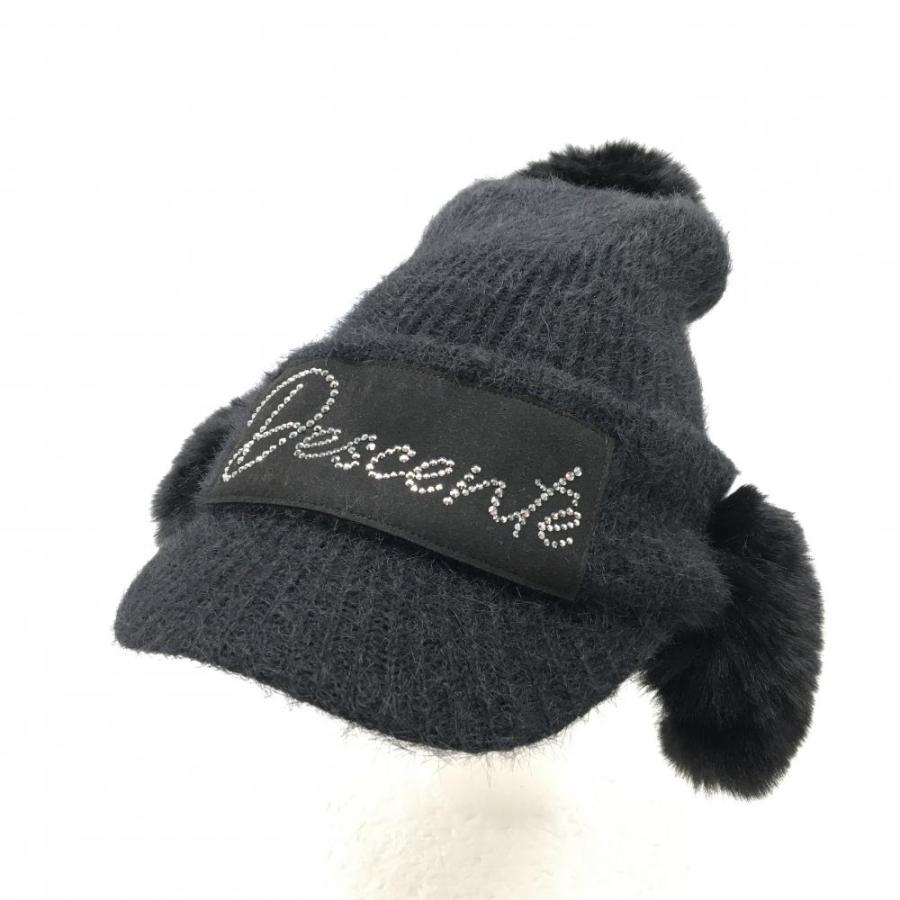 DESCENTE GOLF 【超美品】デサントゴルフ 耳当て付きつば付ニット帽 黒