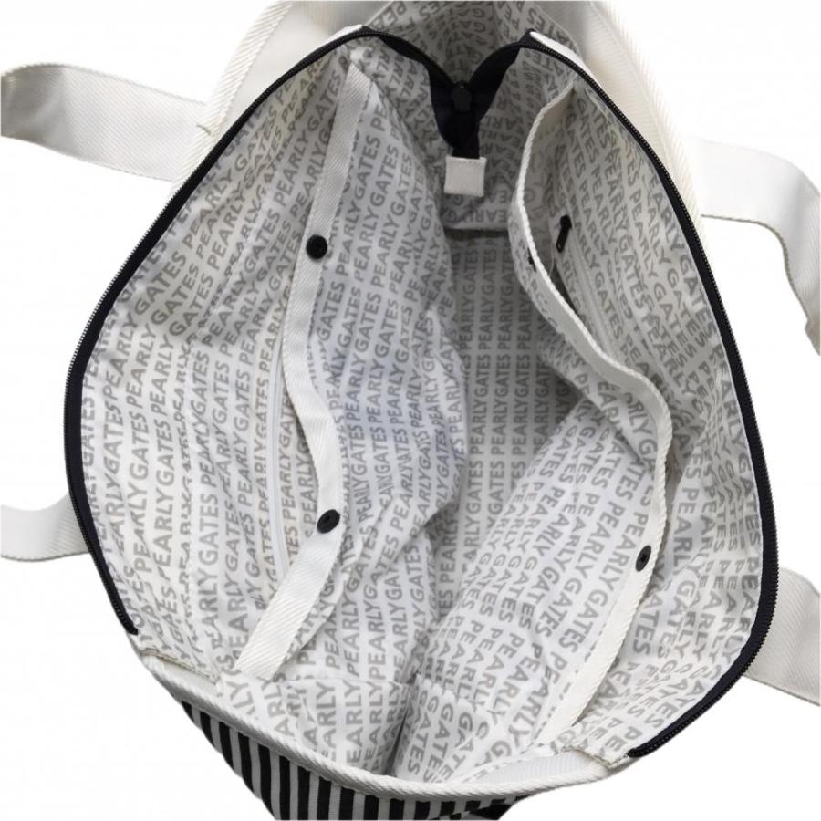 PEARLY GATES（パーリーゲイツ） ロッカーバッグ 白×黒 ストライプ